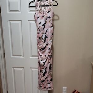VENUS Pink and Black Camo Maxi Dress